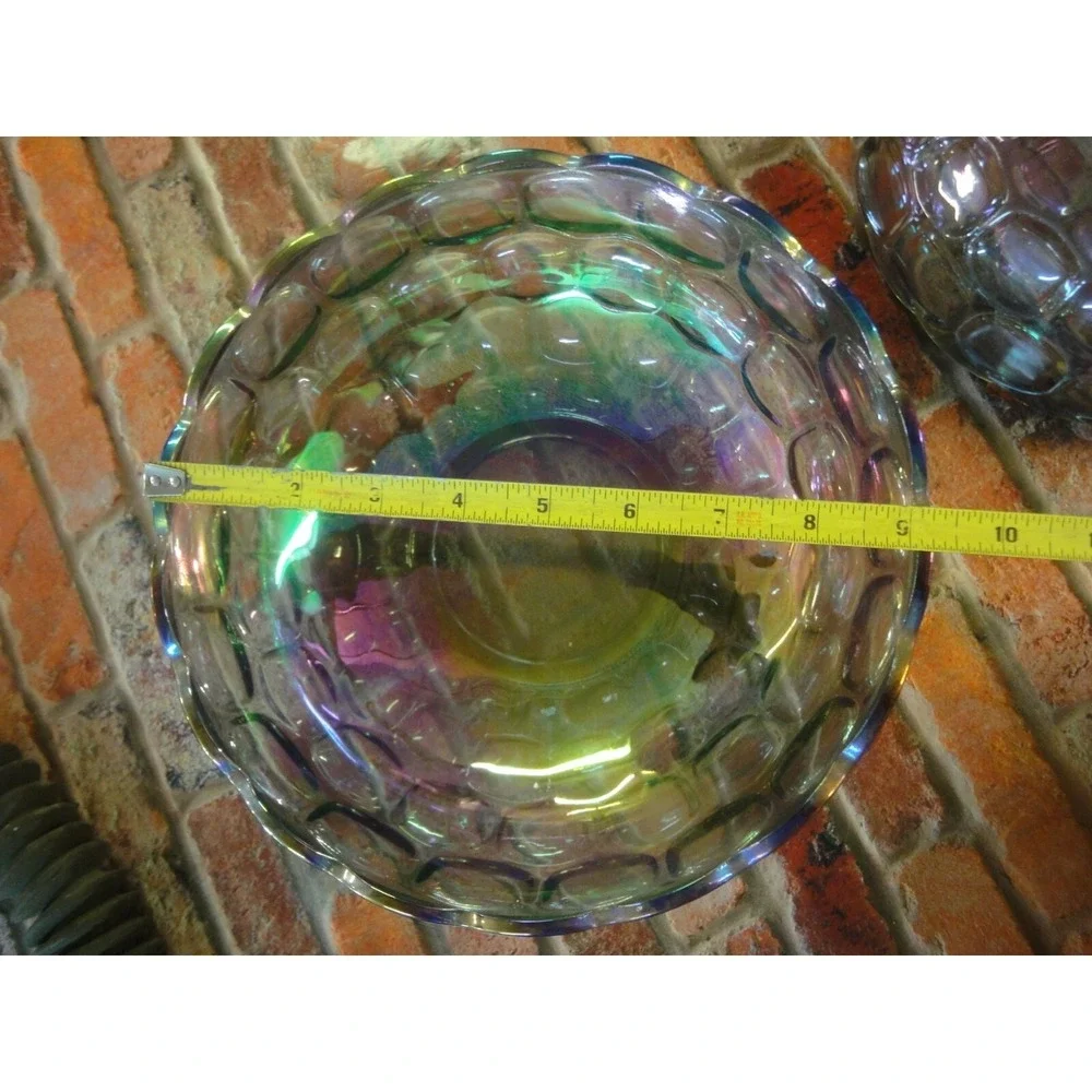 2 lot  large carnival ?‎ glass bowls purple iridescent 9.25